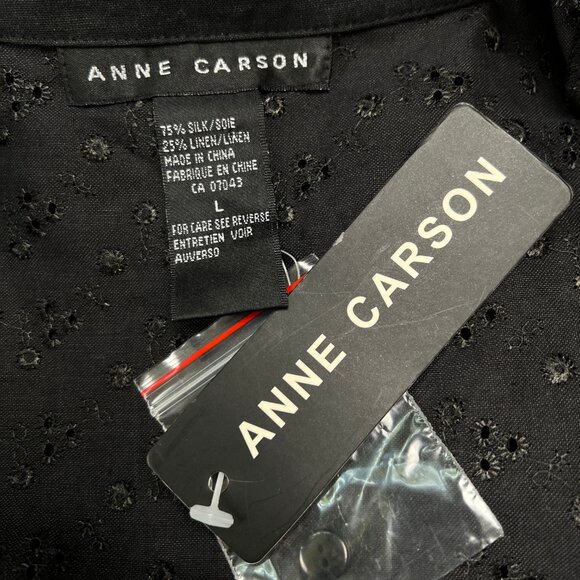 Vintage Silk & Linen Eyelet Lace Button Up Shirt Blouse Whimsigoth Witch 90s Y2K - Picture 4 of 5